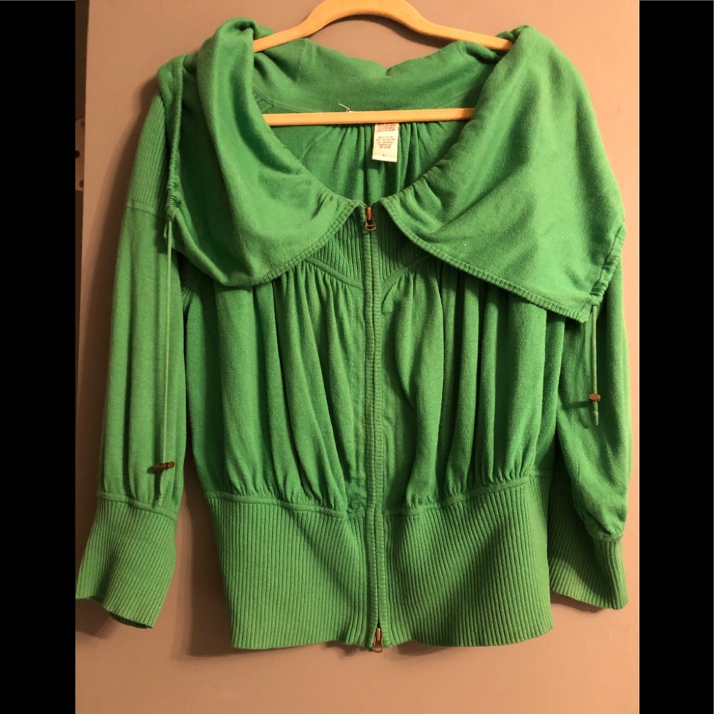 DVF Green Crop Sweater Jacket